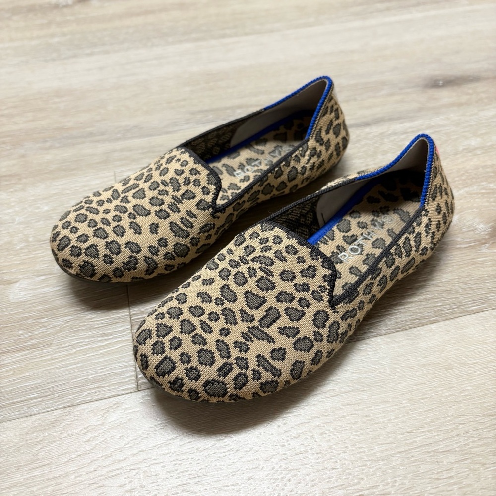 Rothy's Girls Kids Loafer Leopard Print Knit Fabric Slip On Everyday Shoe Size 3